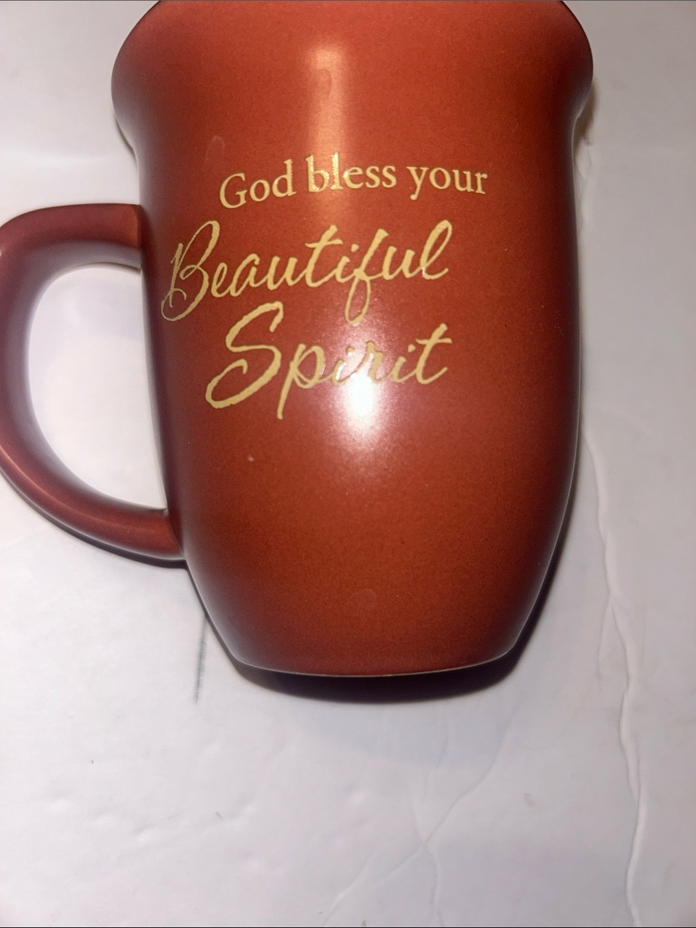 Rust Orange 'God Bless Your Beautiful Spirit' Ceramic Mug